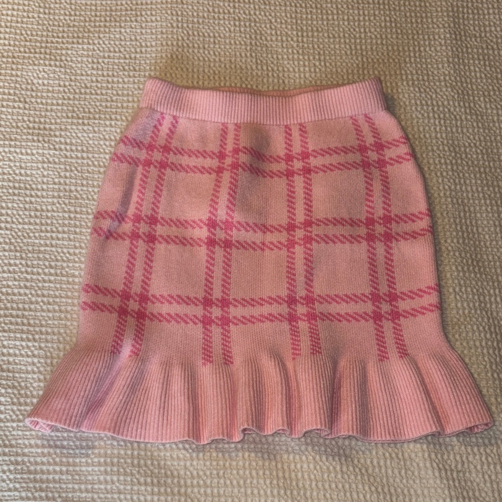 Francesca's Pink Plaid Skirt